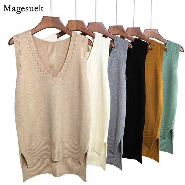 

fashion sweater vest women v-neck casual brown office lady sleeveless knitted 16 colors 11983 210512, White;black