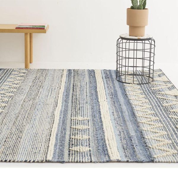 

carpets denim wool hand woven carpet living room morocco area rug for bedroom bedside home rugs table mat decor coffee