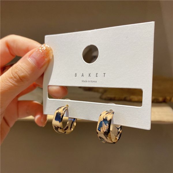 

afshor new korean statement earrings for women brown leopard geometric hoop earrings vintage 2021 trend fashion jewelry gifts creative, Golden