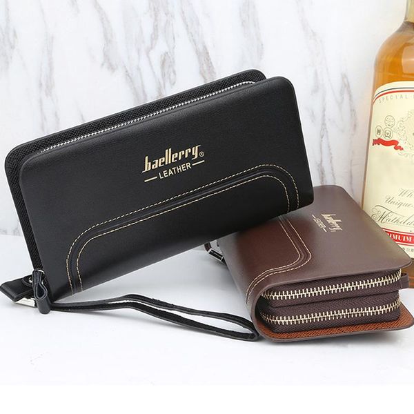 

wallets men wallet fashion zipper purses& card holder coin pocket purse business long male clutch, Red;black