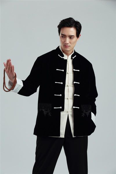 

men's jackets shanghai story arrival chinese shirt two-sides wear jacket coat style reversible for man 3 color, Black;brown