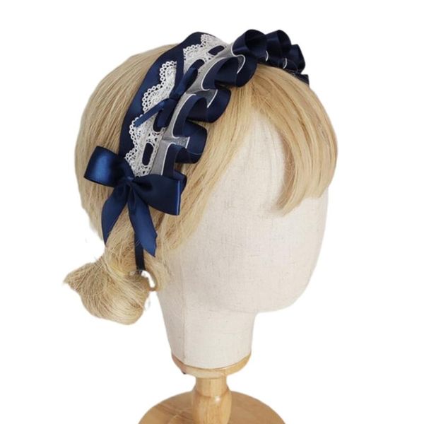 

hair clips & barrettes lolita lace headbands ribbon bows hoop cute pleated headpiece maid cosplay costume headband accessory, Golden;silver