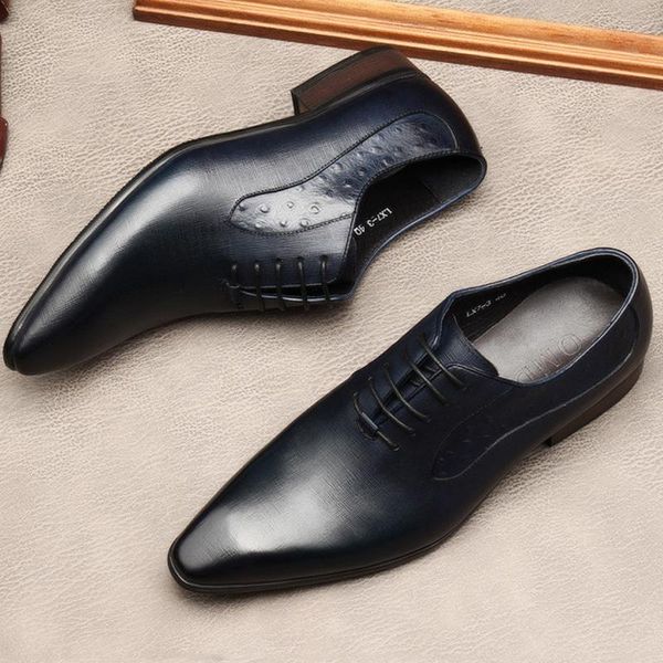 

dress shoes brogue italian mens genuine leather black blue oxfords men wedding party whole cut formal for