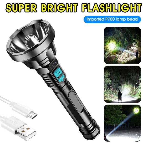 

flashlights torches xhp50 super powerful led tactical torch built-in 18650 battery usb rechargeable waterproof lamp ultra bright
