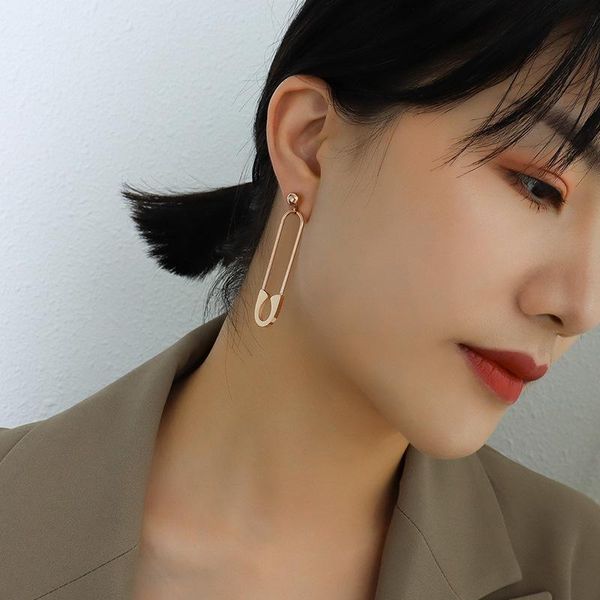 

stud korean fashion large pin earrings for women accessories bohemian jewelry christmas gift vintage stainless steel men eardrop, Golden;silver