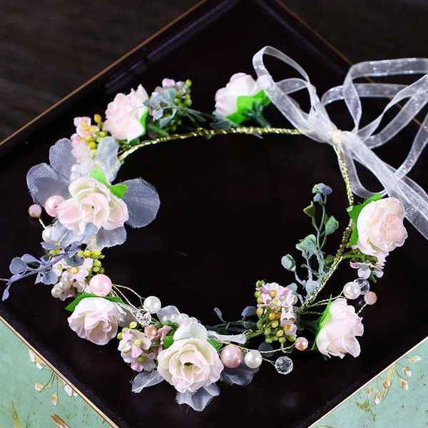 

hair clips & barrettes wedding party ribbon headband floral flower garland crown band bridal festival holiday endq, Golden;silver