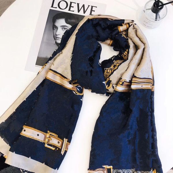 

4 color ladies silk scarf designer fashion silk shawl turban women professional new design pashmina, Blue;gray