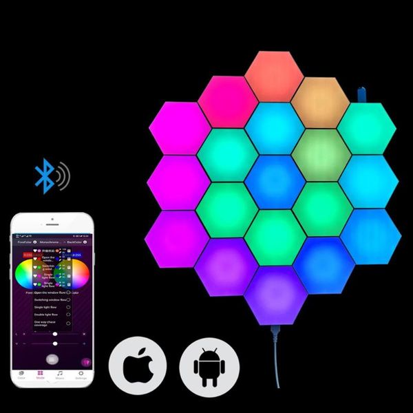 

phone app control diy rgb wall lamp hexagonal quantum lights colorful christmas gift novelty ideas lighting
