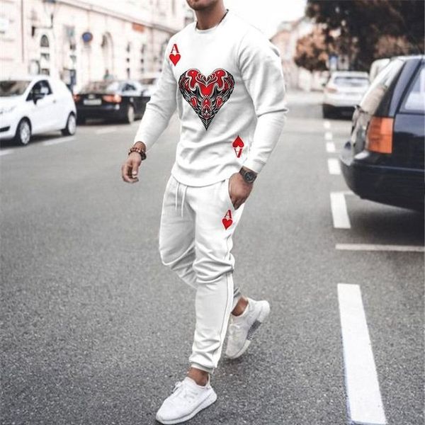

3d printing men's red heart picture casual wear suit long sleeve trousers comfortable slim fit fashion fit daily travel street style wo, Gray