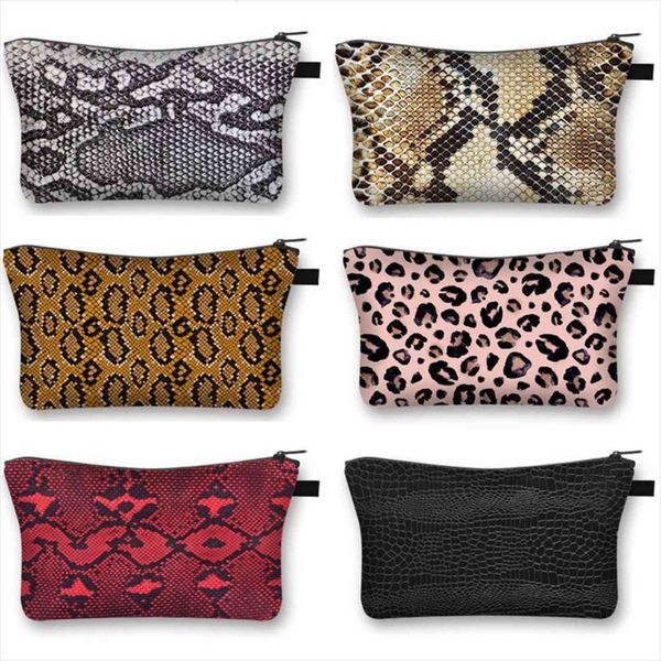 

dashing cosmetic printing snake bags skin canvas personalised makeup women lipstick girls storage