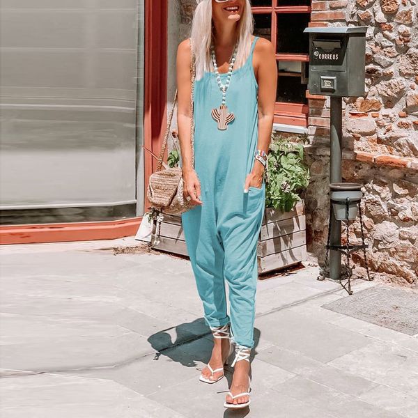 

knits women off shoulder jumpsuit elegant backless romper sleeveless solid color jumpsuits female casual pocket trousers rompers 0me o2zg, White