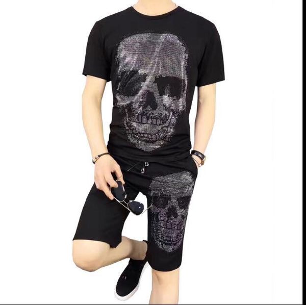 

men's t-shirts england style tshirt man diamond short male shirt fashion strass lower design t-shirts, White;black
