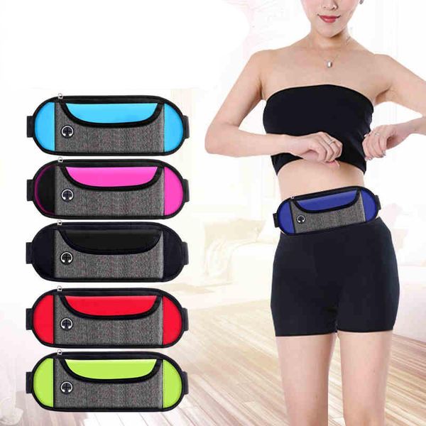 

fashion double pocket men women waist pack bags waterproof running sport phone belt bag functional fanny for