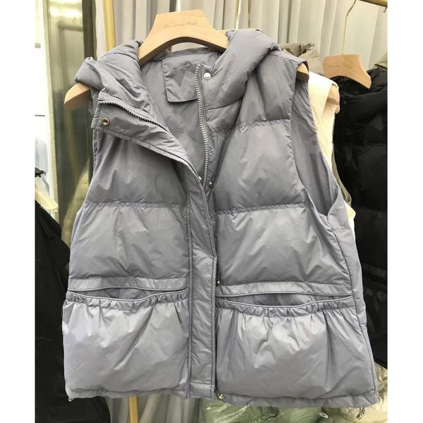 

vests down et waistcoat women's short style 2021 autumn winter camisole hooded, wear versatile bread et, vt and coat, Black;white