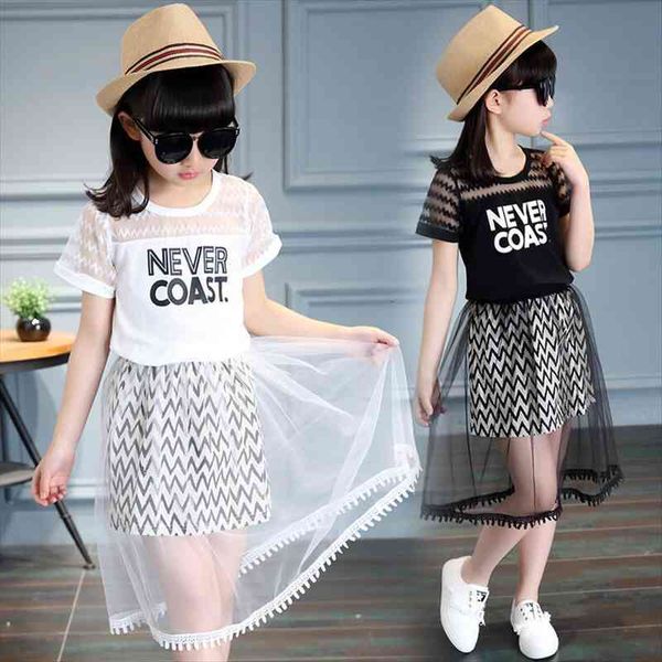 

toddler girl clothes set summer lace skirt star t shirts two piece suit fashion children clothing 4 8 12 13t, White
