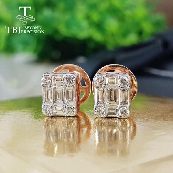 

dangle & chandelier tbj,18k rose gold white diamond earring ,natural 0.96ct africa real 2ct each looking cluster setting fine jewelry lady, Silver