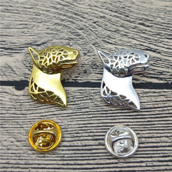 

bull terrier and pins trendy animal metal suit brooches men fashion pet jewellery, Gray