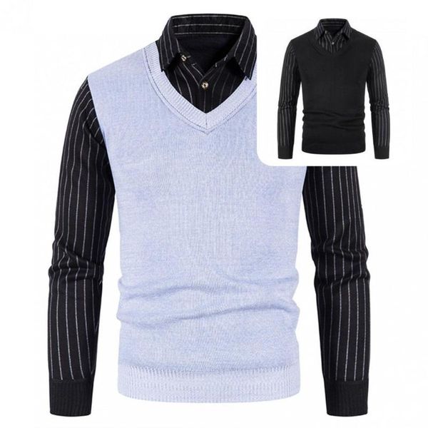 

men's casual shirts men shirt trendy long sleeve patchwork soft texture sweater, White;black