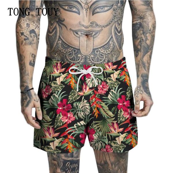 

men's swimwear summer tropical plants print beach shorts men breathable comfortable casual bathing with net inside mens clothing