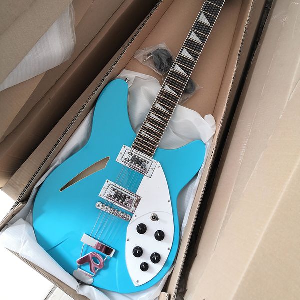 

12 strings light blue semi-hollow electric guitar,rosewood fretboard