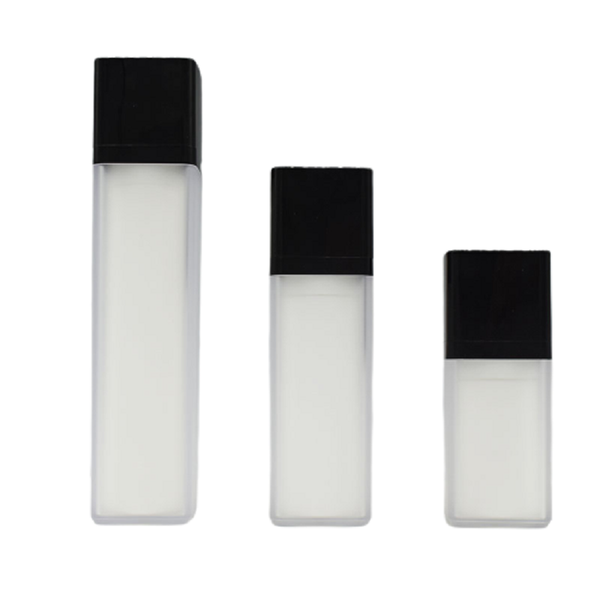 

storage bottles & jars 15ml 30ml 50ml shiny black lid press lotion pump square white frost plastic airless bottle essence sunscreen vacuum v