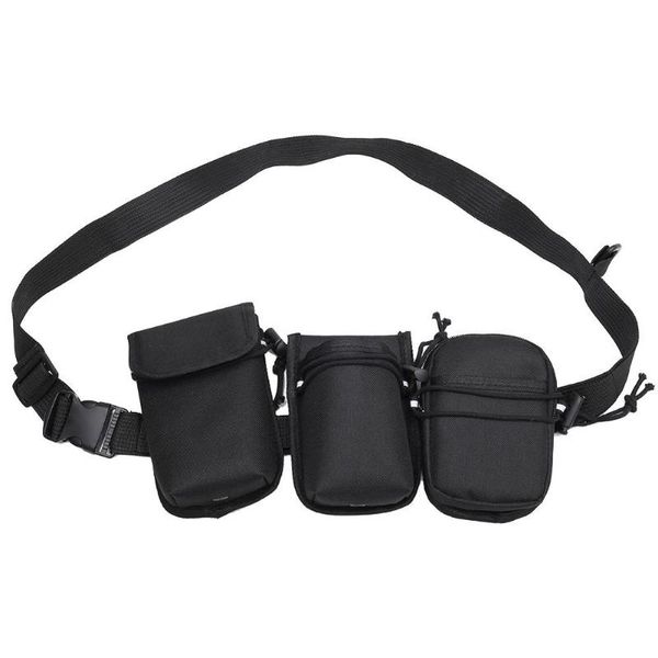 

canvas waist bags not easy to damage deformation women men black phone pouch 3 in 1 multi-function chest packs