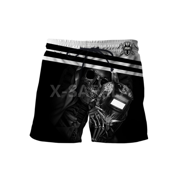 

men's shorts firefighter welder machine 3d print mens streetwear elastic waist summer beach harajuku casual drawstring-1, White;black