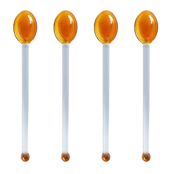 

spoons 4 pcs heat resistant glass clear coffee spoon long handle dessert