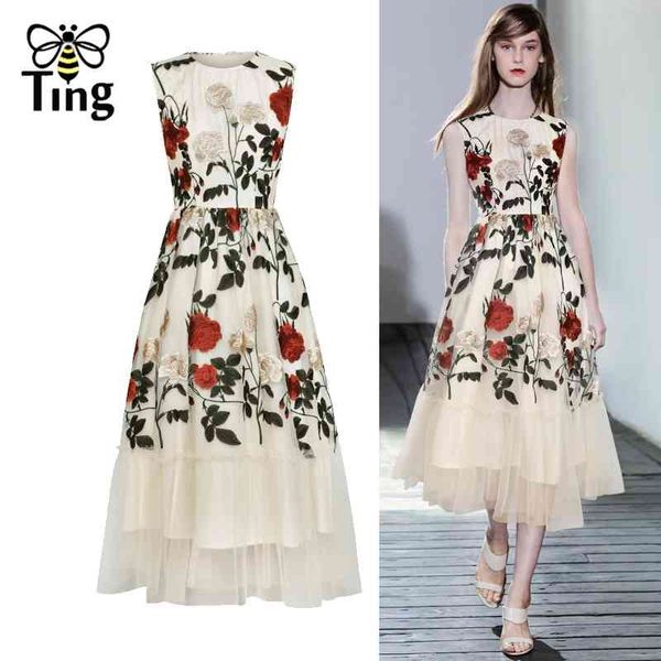

runway rose flower embroidery summer party birthday night dresses vintage elegant classic ball gown vestidos plus size z 210513, Black;gray
