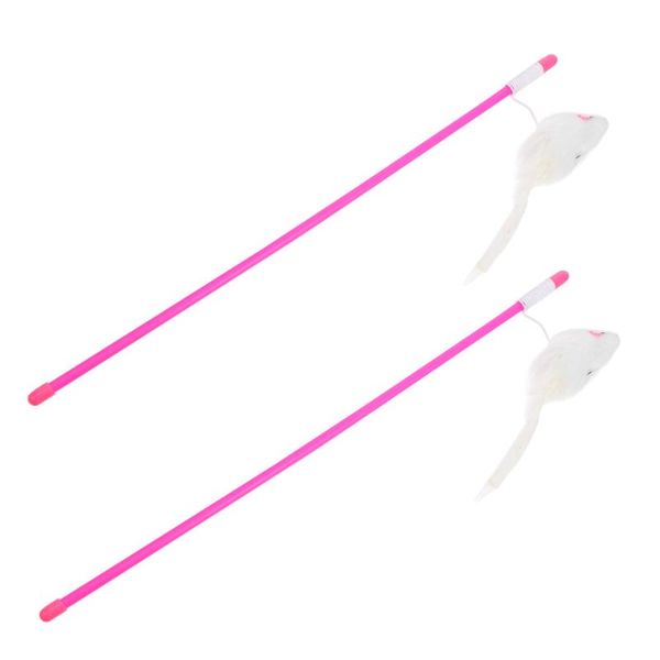 

cat toys 2pcs teaser rod design catcher wand kitten for indoor cats
