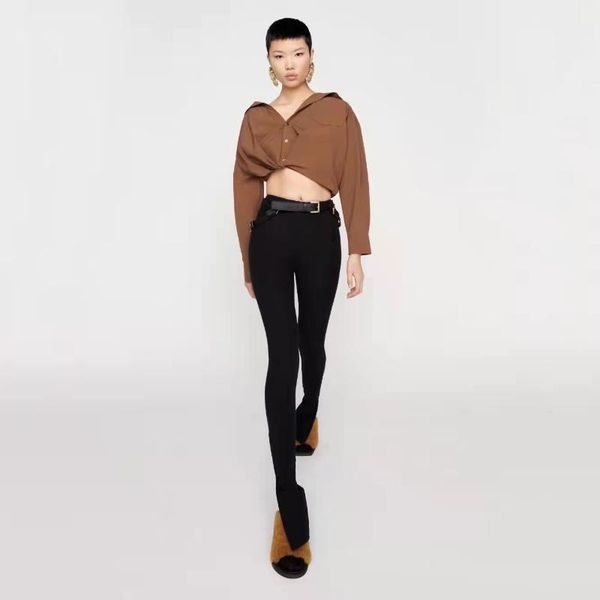 

women's pants & capris 21 simple and fashionable calf pants, trousers hook slits, thin, high elasticity, tight-fitting casual, Black;white