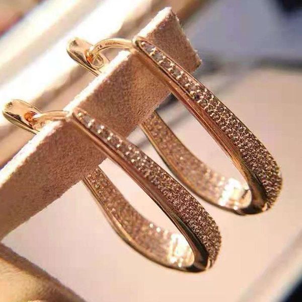 

hoop & huggie south korea for women earrings gold with stone hypoallergenic stainless steel luxury jewelry gift banquet personality, Golden;silver