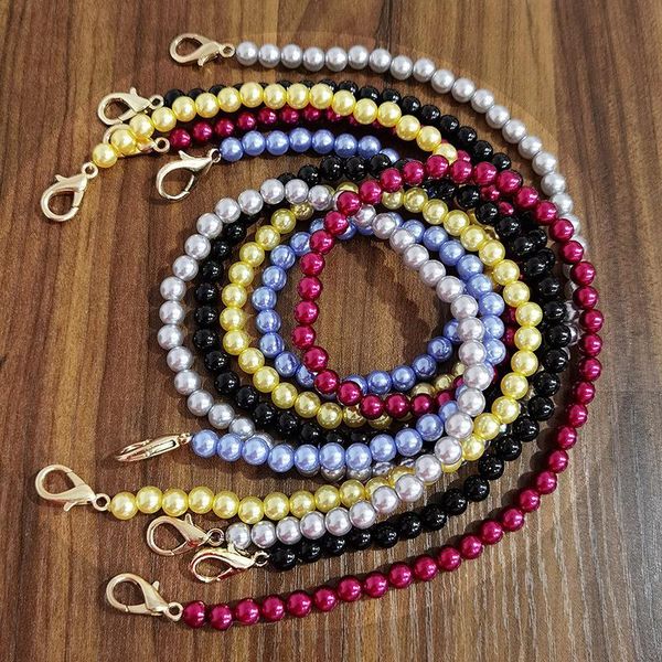 

bag parts & accessories 60cm color pearl strap for bags handbag belt brand handles cute bead chain tote women gold clasp, Black