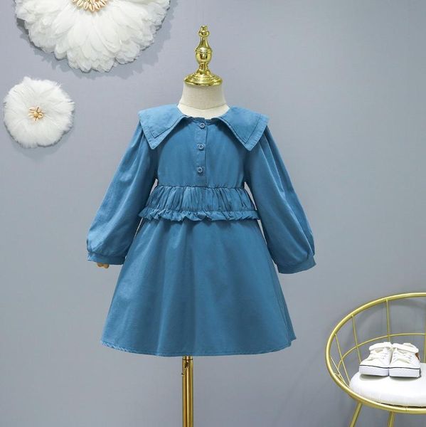 

girl's dresses girls clothes kids dress casual costume ruffles cute collar spring autumn 3-11 years daily for girl children's clot, Red;yellow