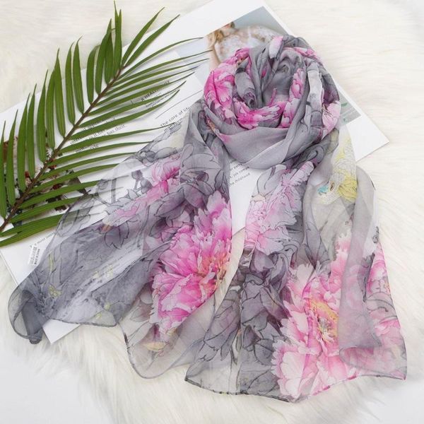 

scarves summer thin section printed fabric is prevented bask in female silk georgette joker scarf shawl soft mother, Blue;gray