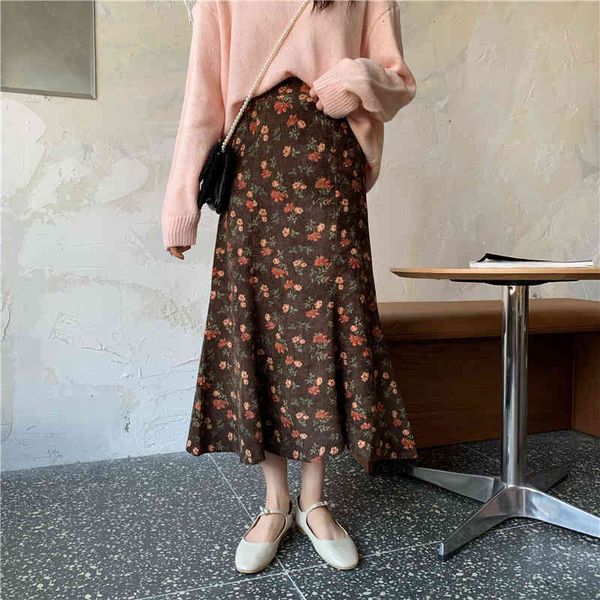 

skirts skirts winter retro corduroy floral mermaid trumpet veet patchwork sweet flowers long s zxeb, Black