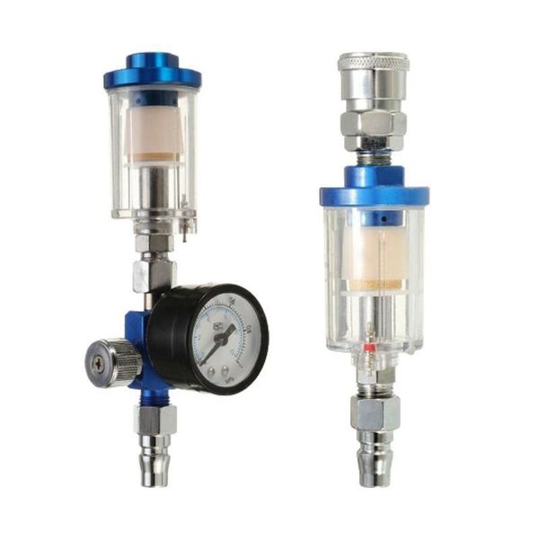 

professional spray guns 1pc gun air regulator gauge + in-line water trap filter jp/eu/us adapter pneumatic tools for airbrush hardware equip