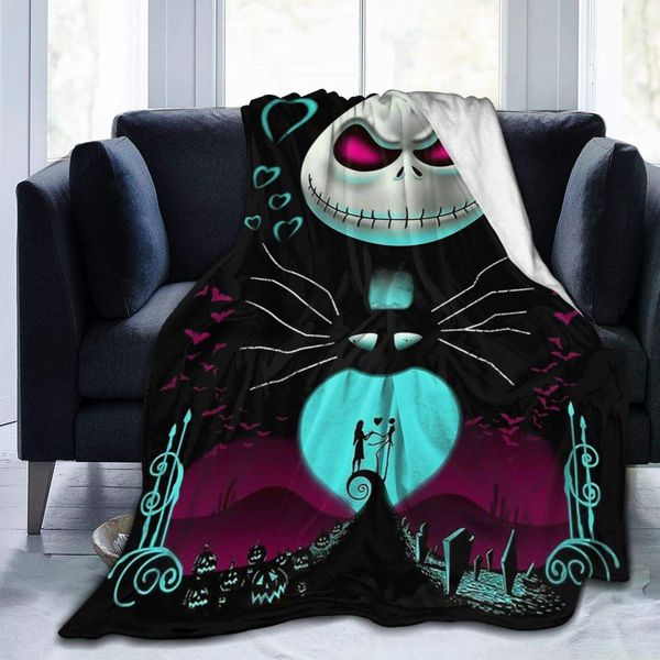 

fleece bed blankets, jack skellington fan art gift poster wedding throw blankets, washable super soft unique blanket fit