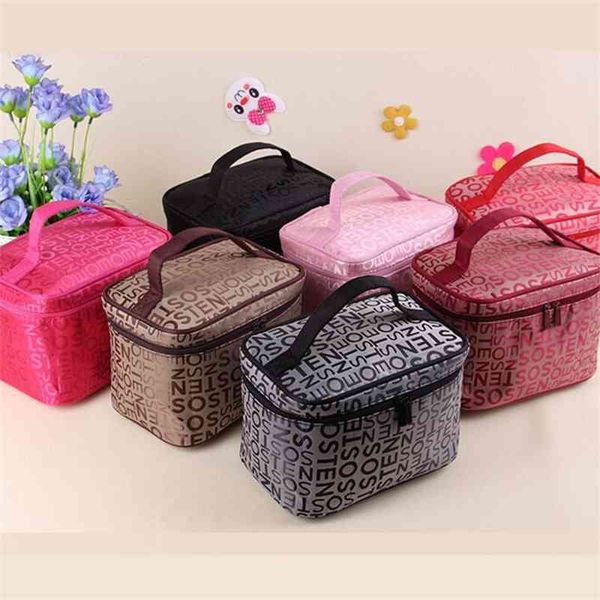 

new portable large capacity washing with mirror small square bag letter cosmetic box gift