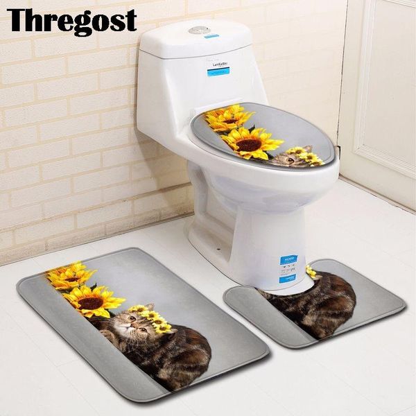 

thregost bathroom mat set 3 pcs shower non slip mats toilet carpet modern 3d print washroom footmat water absorbent rugs bath