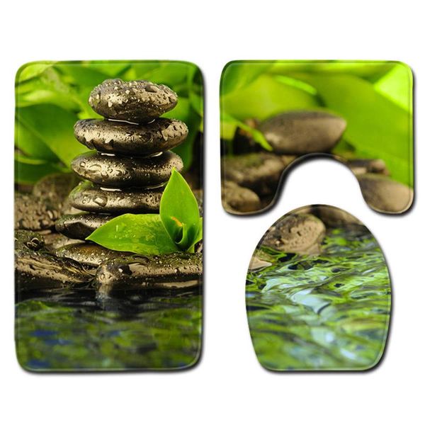 

bath mats 3 pcs bathroom rug and mat 3d cobblestones non-slip set coral fleece shower toilet room carpet rugs