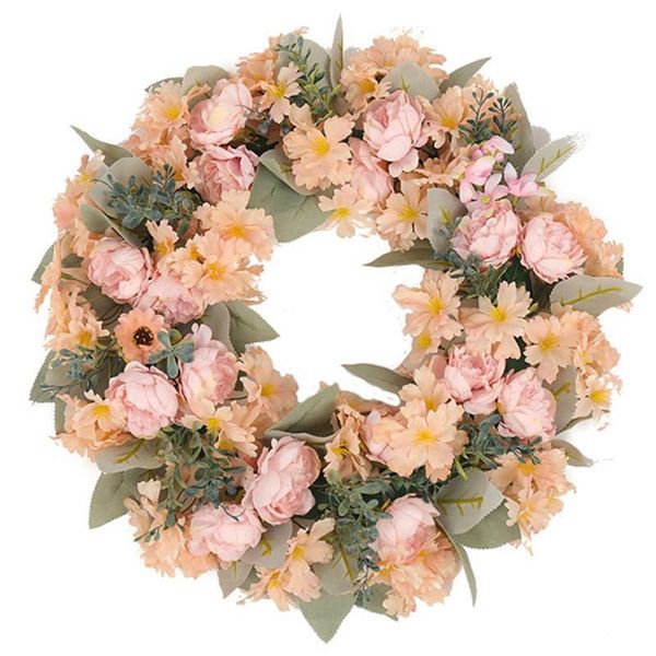 

decorative flowers & wreaths artificial rose wreath simulation cloth garland hanging living room wall decor christmas party wedding decorati