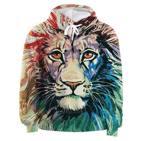 

men's hoodies & sweatshirts 3d animal lion print hoodie loose oversized clothing street style fashion 2021 spring and autumn, Black