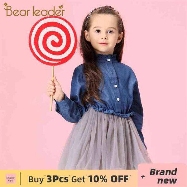 

girls dresses summer fashion princess cowboy stitching voile denim clothing for 3-7y 210429, Red;yellow