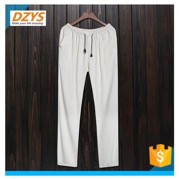 

men's pants dzys-jf chinese style cotton trousers linen large size spring and summer loose casual pan, Black