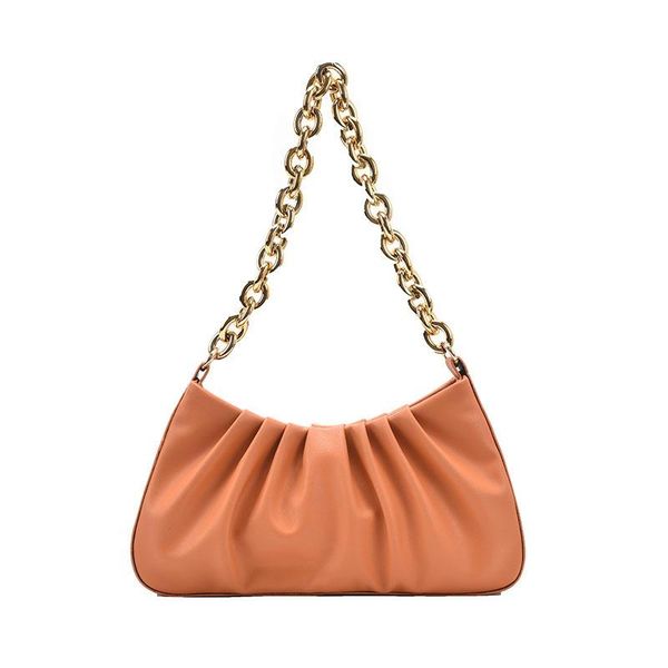 

evening bags elegant chain fold design underarm shoulder for women 2021 spring trend designer pu leather handbags and purses female tote