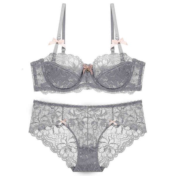 

fashion design luxury bra set thin cotton half cup lace lingerie girls gathered suit 9186, Red;black