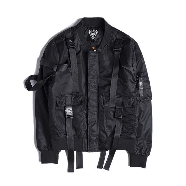 

men's jackets original fashion brand the high street dark strap pilot jacket rock punk casual male, Black;brown