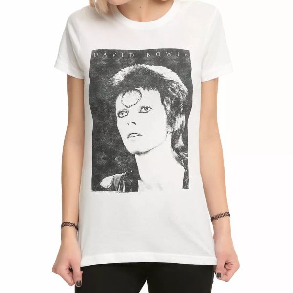 

david bowie ziggy stardust girls women's t-shirt nwt licensed & official, White;black