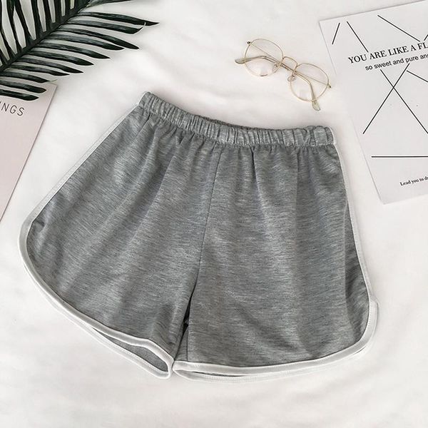 

women's shorts summer women elastic skinny slim sport solid color patchwork fitness high waist, White;black